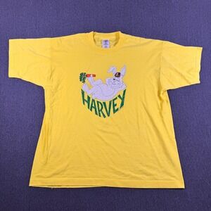 Fruit of the Loom Harvey Rabbit Graphic Crew Neck T-Shirt Mens XL Yellow Cotton